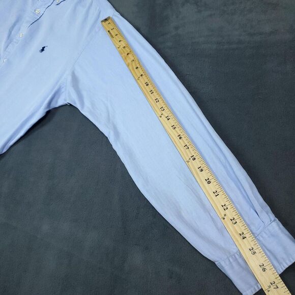 Ralph Lauren Shirt Mens 16.5 34/35 Blue Classic Fit Long Sleeve Button Down Logo - Picture 14 of 15